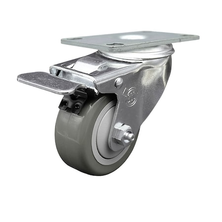Service Caster Baker's Mark 176BINCSTSW Replacement Caster with Brakes BAK-SCC-TTL20S314-PPUB-GRY